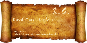 Kovácsi Omár névjegykártya